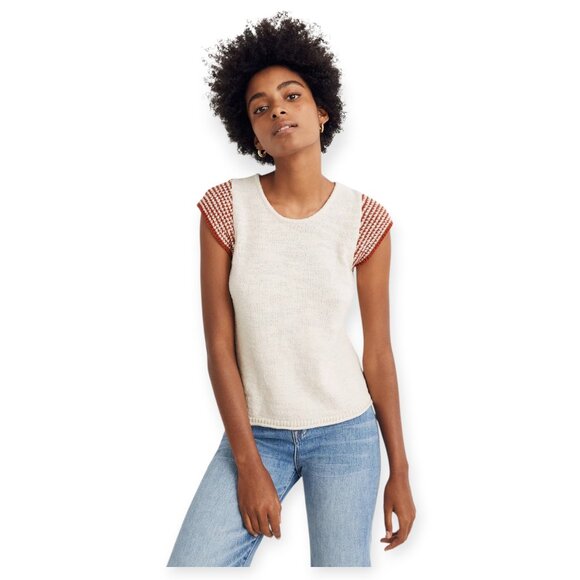 Madewell Ivory and burnt orange Striped Sleeve Tee - Picture 13 of 13